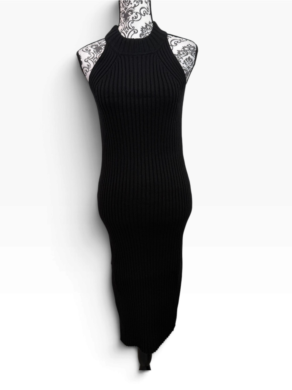 LuLuβs Ribbed Sweater Halter Midi Dress